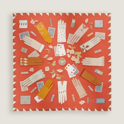 エルメス　シルク　カレ90 スカーフ　Chase a vol レッド　タグ付き エルメス シルク カレ90 スカーフ Chase a vol レッド タグ付き